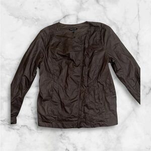Eileen Fisher Women's Cotton Full Zip Jacket Brown S